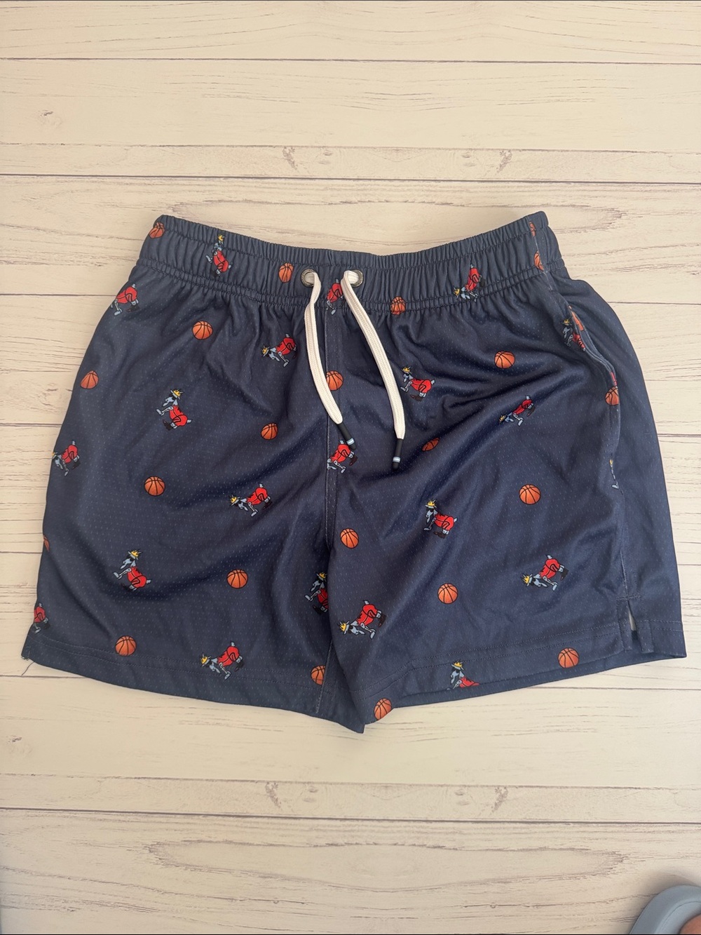 Boys Navy Basketball Print shorts with Drawstring